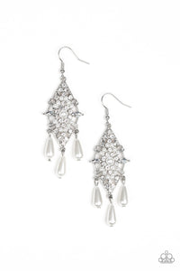 Majestic Mood - White Earrings - Paparazzi Accessories - Natalie's Trendy Treasures