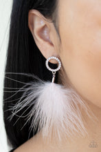 Load image into Gallery viewer, BOA Down - White Earrings - Paparazzi Accessories