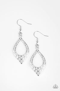 Finest First Lady - White Earrings - Paparazzi Accessories - Natalie's Trendy Treasures