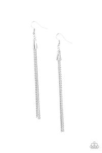 Shimmery Streamers - Silver Earrings - Paparazzi Accessories