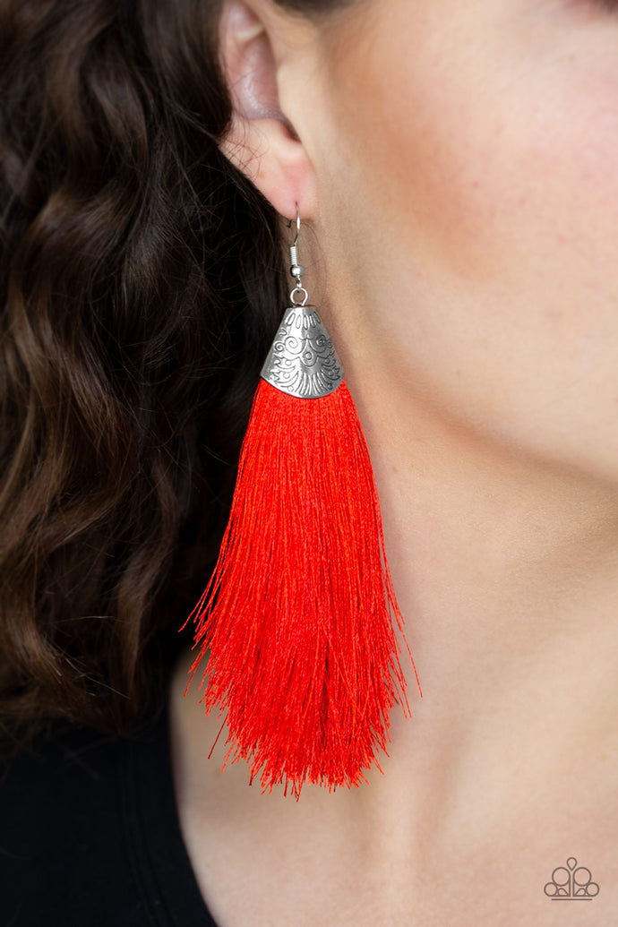 Tassel Temptress - Red Earrings - Paparazzi Accessories - Natalie's Trendy Treasures