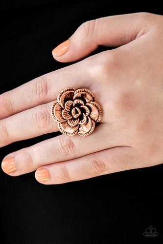 FLOWERBED and Breakfast - Copper Ring - Paparazzi Accessories