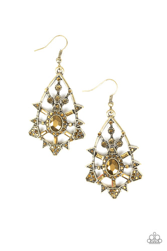 Gatsby Glimmer - Brass Earrings - Paparazzi Accessories - Natalie's Trendy Treasures