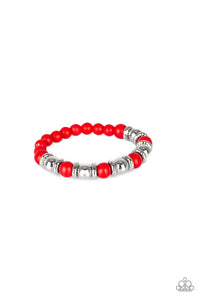 Across The Mesa - Red Bracelet - Paparazzi Accessories - Natalie's Trendy Treasures