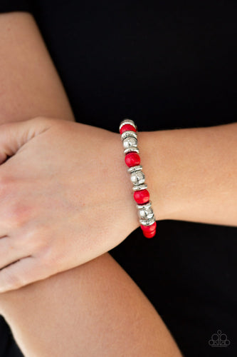 Across The Mesa - Red Bracelet - Paparazzi Accessories - Natalie's Trendy Treasures