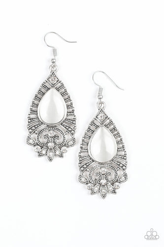 Majestically Malibu - White Earrings - Paparazzi Accessories - Natalie's Trendy Treasures