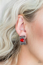 Load image into Gallery viewer, Glamorously Grand Duchess - Red Clip-On Earrings - Paparazzi Accessories - Natalie&#39;s Trendy Treasures