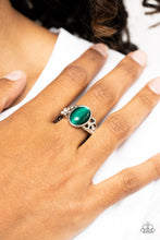 Load image into Gallery viewer, Crystals and Cats Eye - Green Ring - Paparazzi Accessories