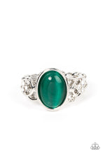 Load image into Gallery viewer, Crystals and Cats Eye - Green Ring - Paparazzi Accessories