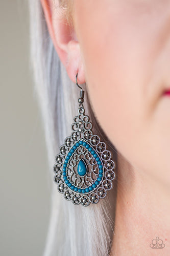 Carnival Courtesan - Blue Earrings - Paparazzi Accessories