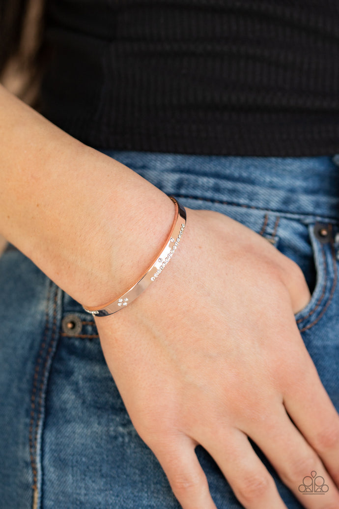 Dainty Dazzle - Rose Gold Cuff - Paparazzi Accessories